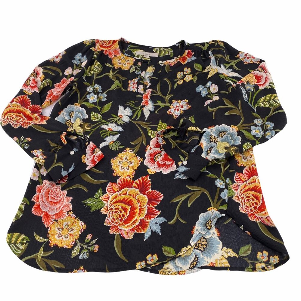 Ann Taylor LOFT Women's Blouse size‎ XS Colorful Floral Oversized Pullover